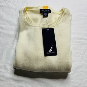 Nautica Long Sleeve Woven Crew Neck Whisper White